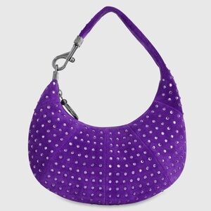 Rebecca Minkoff Suede Crystal City Hobo Bag Purple